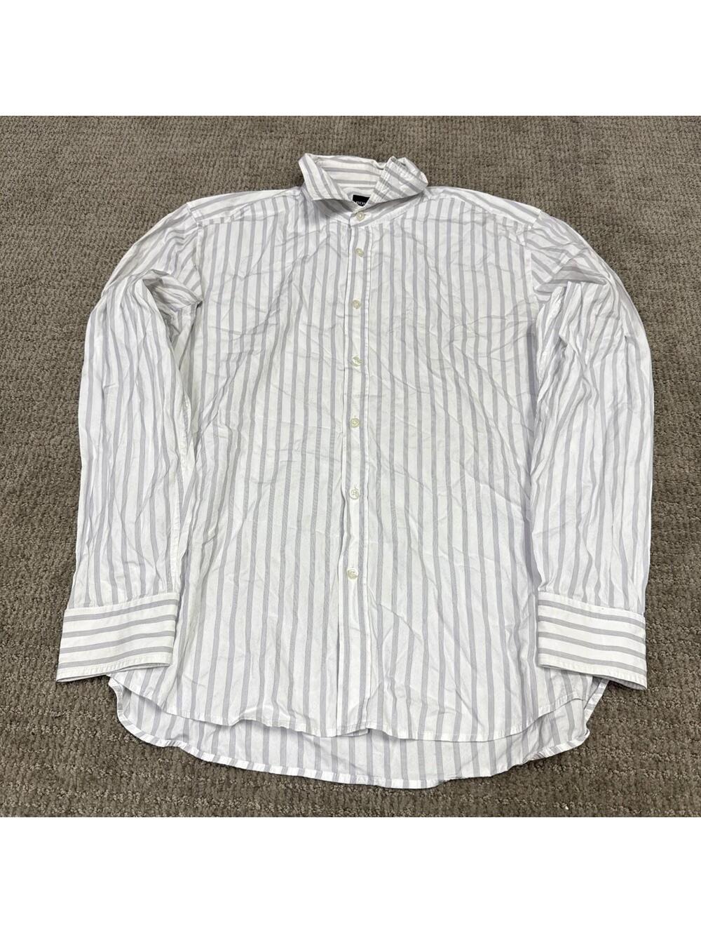 Hugo Boss Button Down Shirt Blue White Striped Long Sleeve Men’s Size XXL
